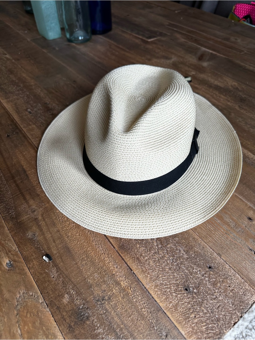 Orvis San Francisco Hat Co. Cream Straw Fedora with Black Band